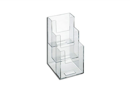 3 Tier Clear Brochure Display Racks , Wall Mount Magazine Rack