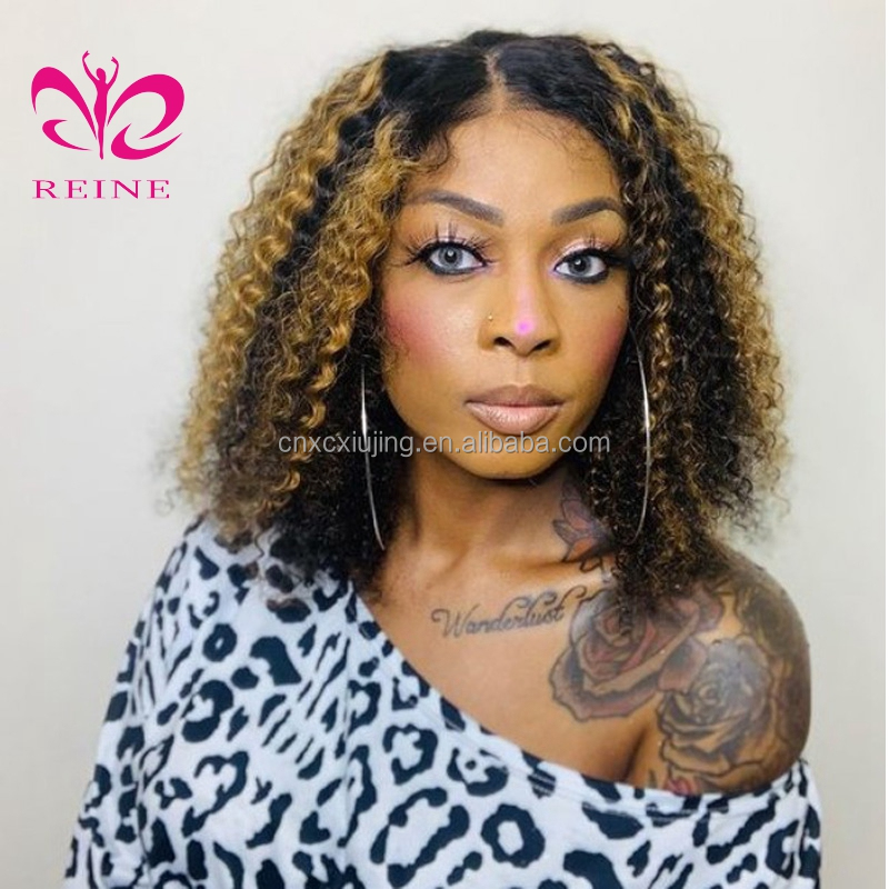 Good Short Full Lace Bob Human Hair Wigs 4*4 Closure Highlight Colored Curly Bob Wigs  For Black Women Hot sale products