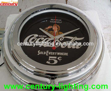 custom neon clock with chromed shell