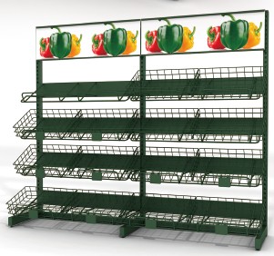 Multi-standard fruit and vegetable racks in the supermarket