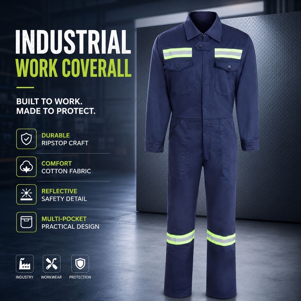 Защитный комбинезон из полиэстера Ripstop со светоотражающей лентой Ripstop Polyester Reflective Tape Safety Workwear Coverall