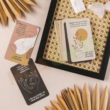 Custom Self-Love Daily Cards with Motivational Quotes and Encouragement Cards in a Fabric Bag