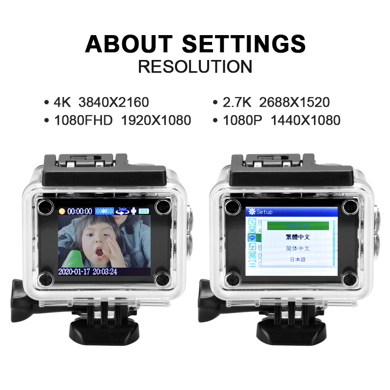 1080P Action Camera Underwater Waterproof Camera 170 Wide Angle WiFi Sports Cam with Batteries and Mounting Accessories Kit