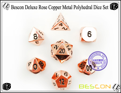 Bescon Deluxe Rose Copper Metal Polyhedral Dice Set-6