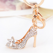 2016 new arrival wholesale high-heeled shoes alloy elegant rhinestone keychains