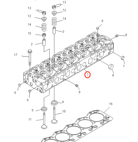 GENUINE KOMATSU S6D108 ENGINE CYLINDER HEAD 6221-11-1300