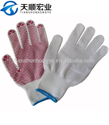 cotton knitted pvc dotted glove
