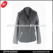 women Black zipper Short wool jacket,jacket collar styles
