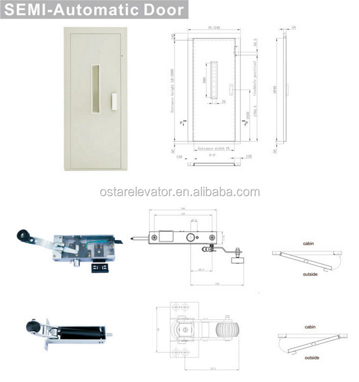 Painted/ Stainless Steel Elevator Manual Door Semi-automatic Door