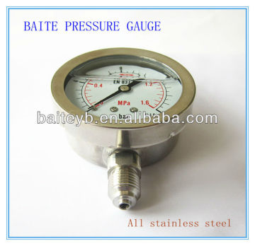 SS glycerine filled pressure gauge meter