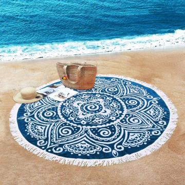 Boho Mandala Jacquard Velour Cotton Round Beach Towel