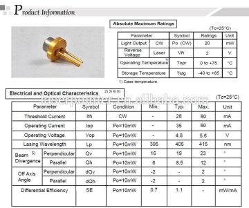 Guangzhou Laser diode manufacturer 405nm UV laser diode LD 20mw