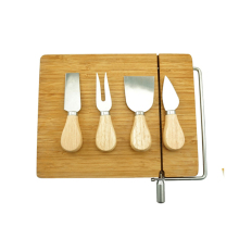 5PCS Cheese Knife Set with Bamboo Cutting Board