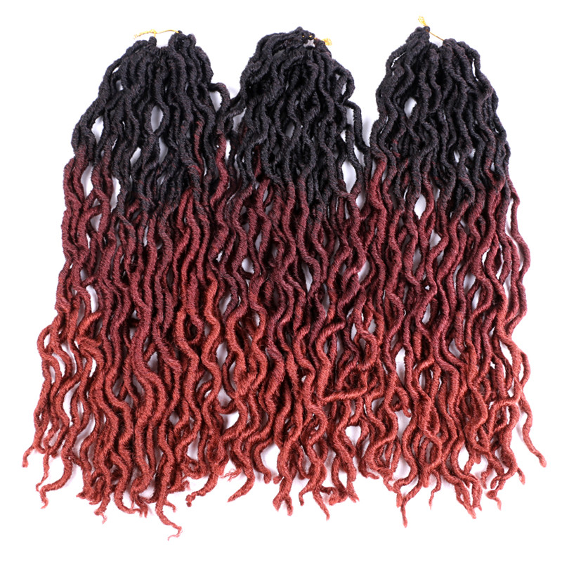 18inch Gypsy Locs Crochet Faux Nu Loc Wavy Goddess Boho Dreadlocks Twist Braiding Hair Extension Gypsy