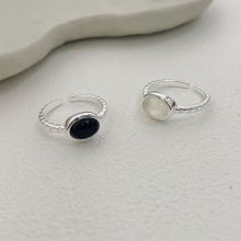 Ins Style Niche S925 Oval Black Agate Rings