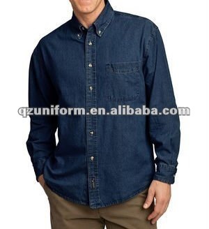 HOT!Stone Washed Summer Denim Shirt Workwear100%cotton