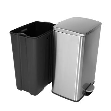 Rectangular 13 Gallon Stainless Steel Pedal Garbage Bin