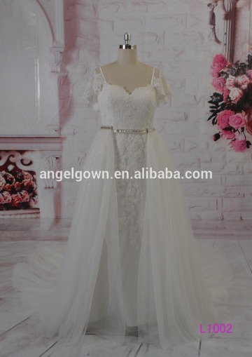 L1002 cap sleeves ball gowns cathedral train bridal gowns