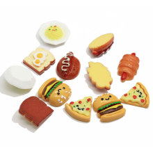 Żywica imitowana żywica chleb Hot Dog Hambugers Pizza Food Model Cabochon Flatback na stół do domu ozdoby figurki miniatury