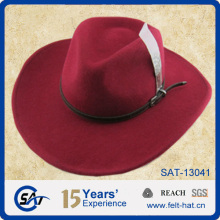 2015 red pure wool felt cowboy hat wholesale