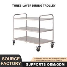 3 Layers Kitchen Stainless Steel Serving Trolley