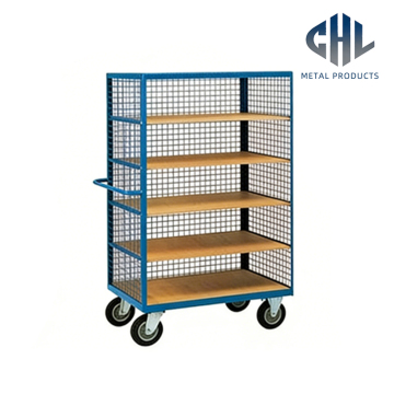 5-Shelf Open Wire Mesh Material Handling Cart