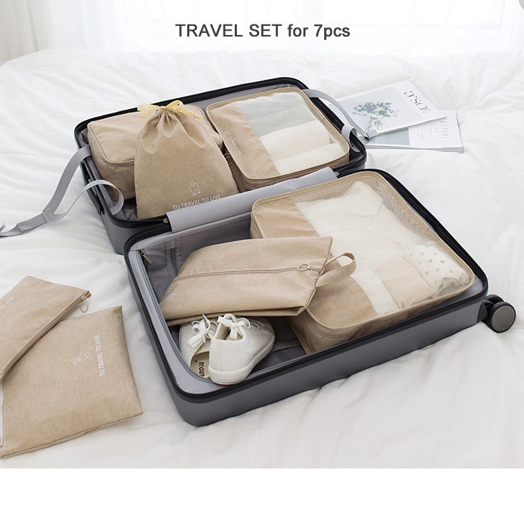 waterproof travel organizer packing cubes 7 pcs luggage storage and organization bag travel set