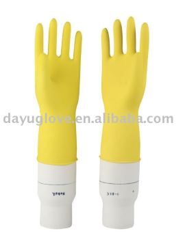 Yellow Dipped Flocklined Nitrile Household Gloves
