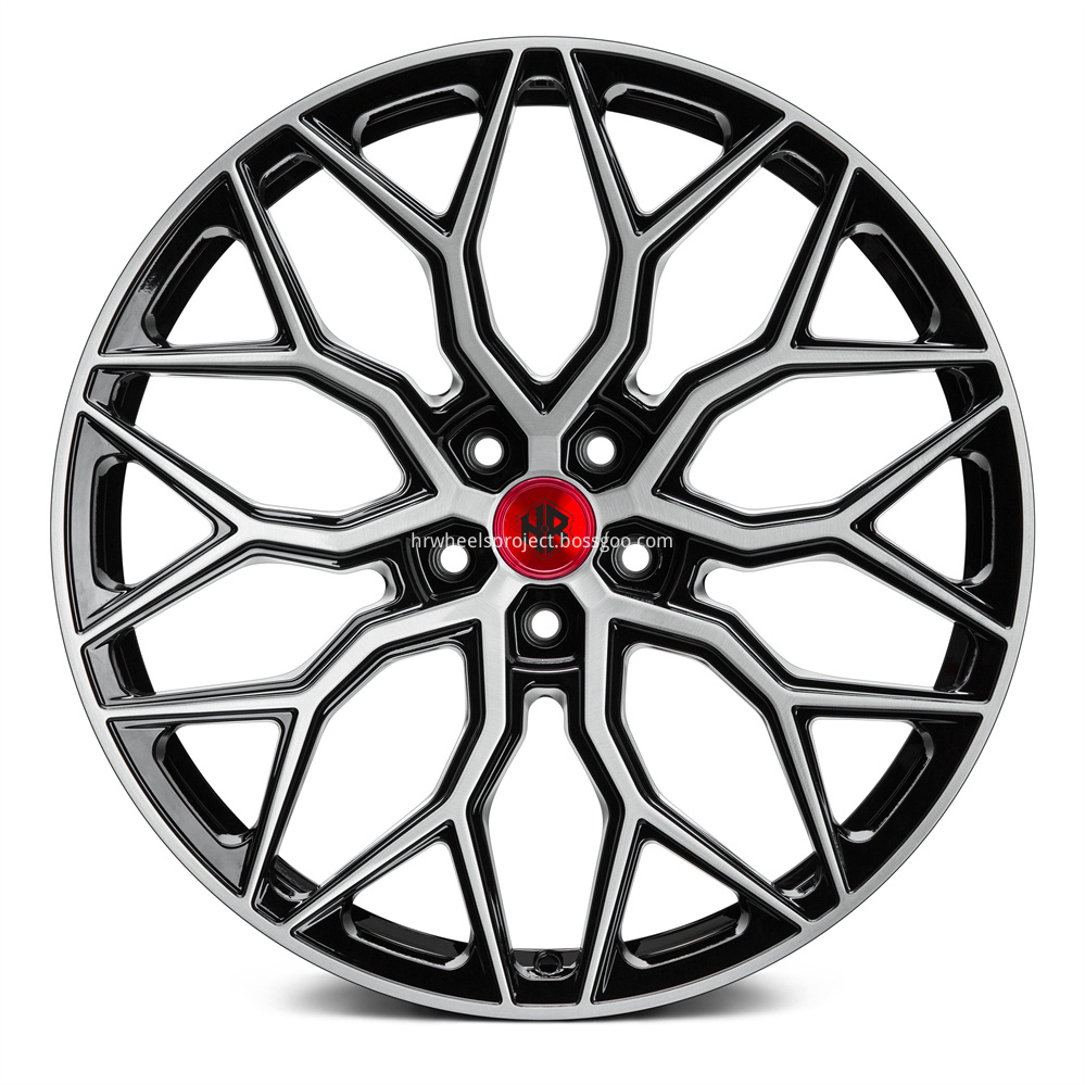 H R Tech Wheels Hr507 Delantero cepillado negro brillante H R Tech Wheels Hr507 Gloss Black Brushed Front
