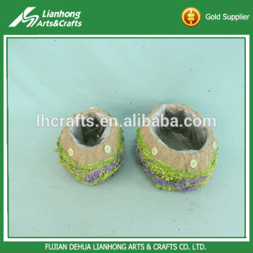 New style handmade straw ball shape planter