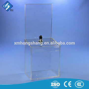 Large Capacity Clear Acrylic Comment or Coin Box with Header