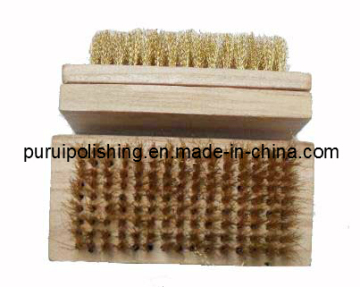 Square Brass Wire Brush with Wood Handle