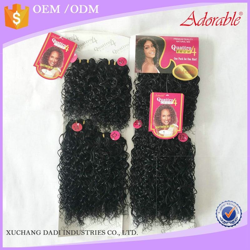 xuchang dadi hair factory yaki braiding hair quattro bebe curl 4pcs,small curly heat resistant fiber synthetic hair packing