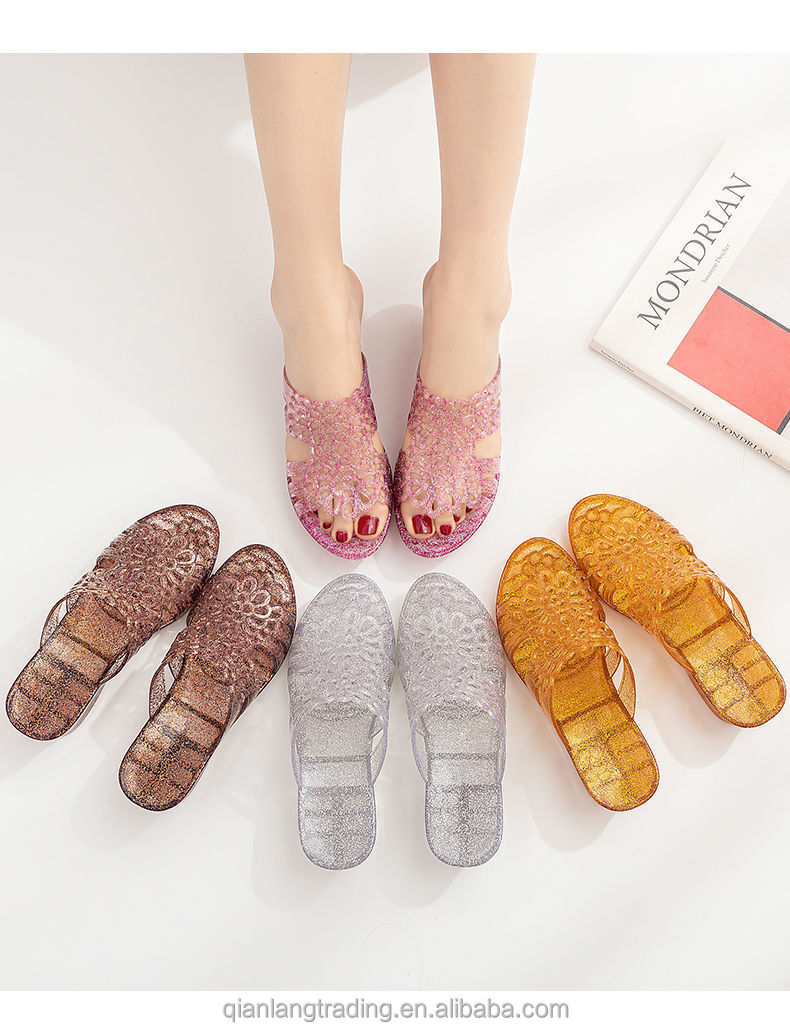 37-41 yards ladies summer flat platform shoes Girl lady jelly slide slides sandals for women Zapatillas de cristal mujer