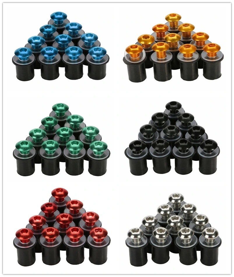 6 Color M5 Motorcycle Windscreen Windshield Rubber Well Nuts with Clear Washer and Bolt