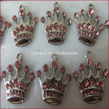 Creative Chrome Plated Necklace Pendant Rhinestone Crown Pendant