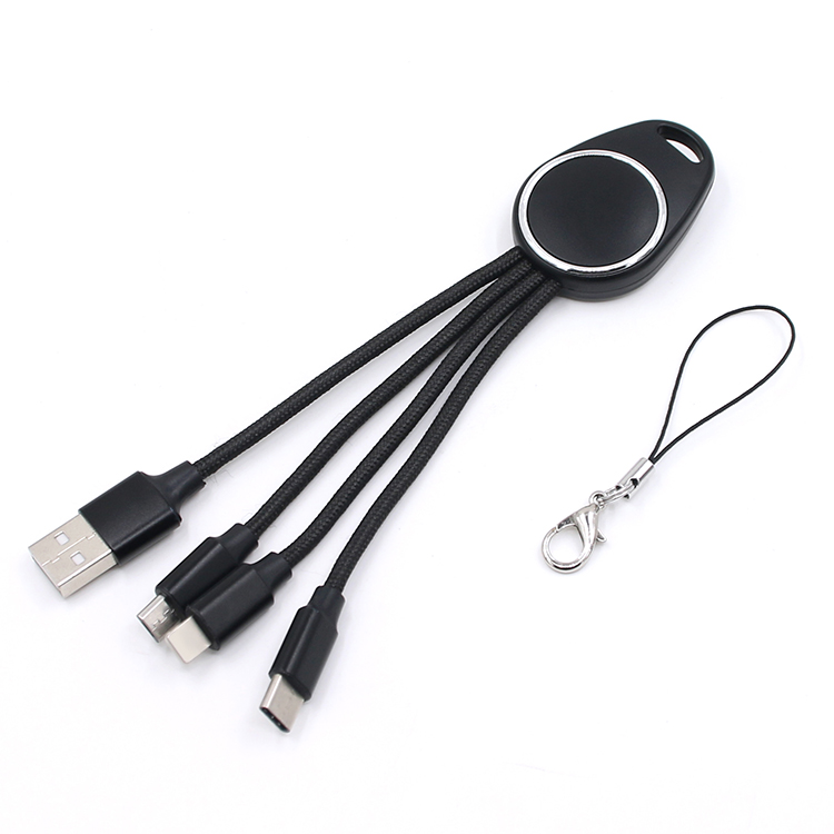 Yijiashishang Manufacturer Direct Supply 3 in 1 USB Charger Cable with LED Light for Android Micro USB,iOS and USB-C Mobile Devices