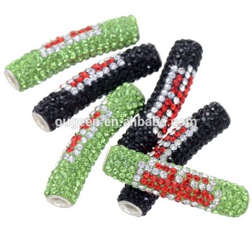 Various colors 44x10.2mm tube shape decorative custom engraved metal beads