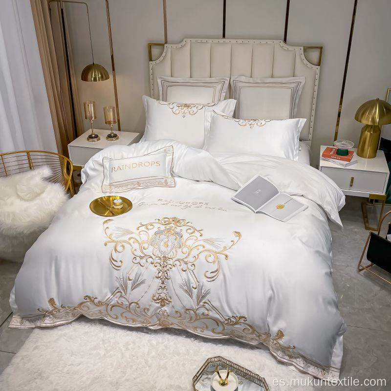 Bordado de bordado de hotel Pearl White Bedding para todas las estaciones