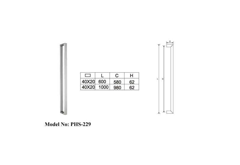 Square Stainless Steel Tube Pull Handles Sets B