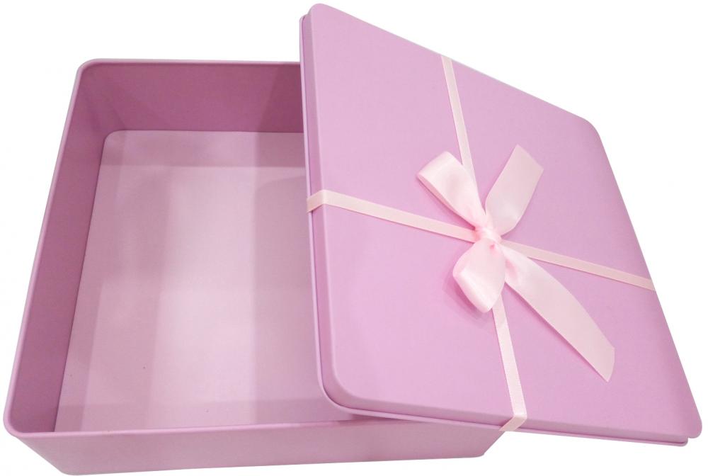 Pink Square Chocolate Metal Tin Box