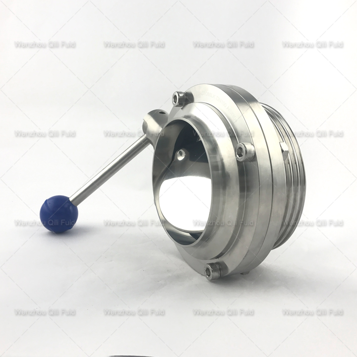 sanitary stainless steel welded threaded butterfly valve x3