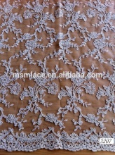 White bridal embroidered tulle lace fabric