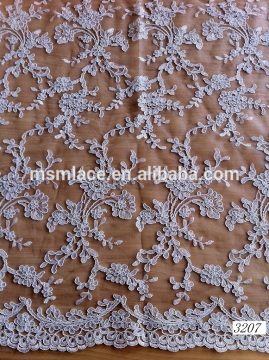 White bridal embroidered tulle lace fabric