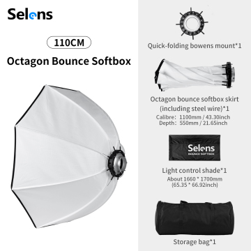 Selens Octagon Bounce Softbox 110cm - Backlit Softbox for Studio Photography