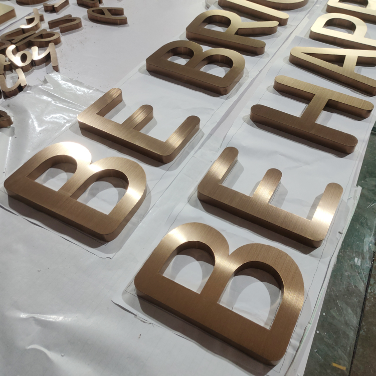 Rustic Mirror Polish Face Gold Letters Wall 3d Logo Stainless Steel Metal Alphabet Letter Sign For Company