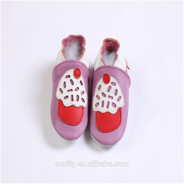 soft sole genuine leather soft baby shoes with mushroom printing