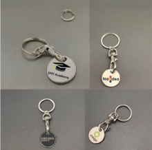 Customized Metal Supermarket Token Deduction Carabiner Keychain with Offset or Silk Screen Printing