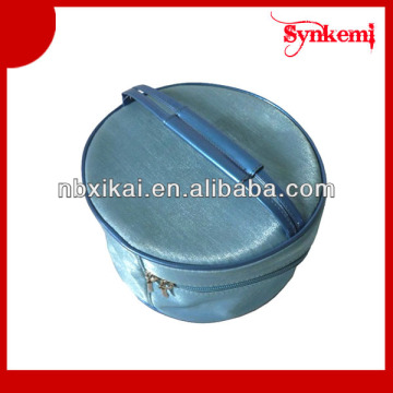 Round shaped satin felt cosmetic bag