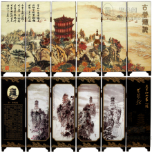 Yellow Crane Tower landscape lacquerware small screen ornaments with Chinese style handicrafts